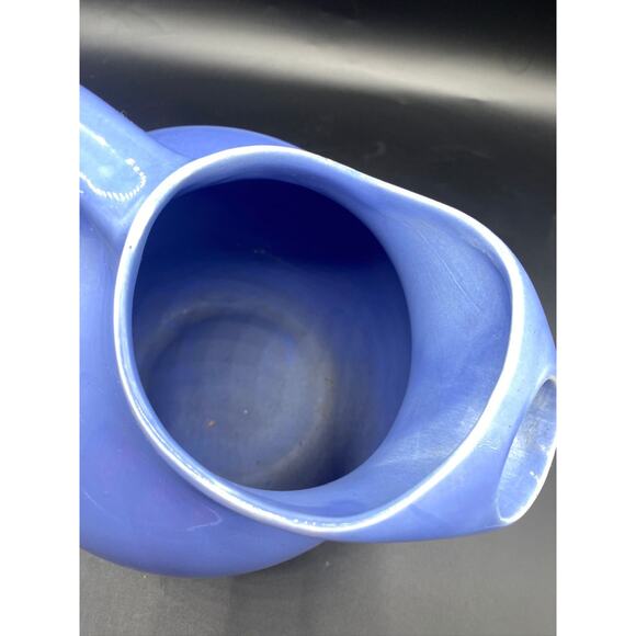 Vintage Pottery Tilted Homer Laughlin Fiesta Water Pitcher Ice Lip Blue American - Picture 4 of 6